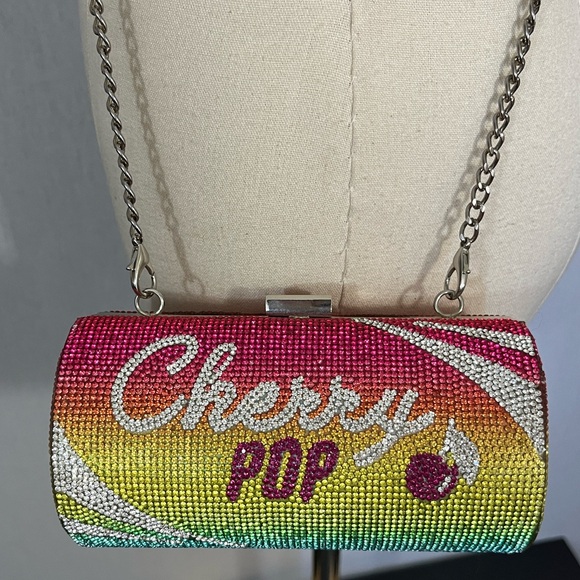 Aldo Cherry Pop Envolee Mini Barrel Rhinestone Encrusted Crossbody Bag Clutch - Picture 7 of 7